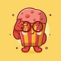 cute muffin cake character mascot with ok sign hand gesture isolated cartoon in flat style design vector