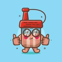 funny soy sauce bottle character mascot with thumb up hand pose isolated cartoon in flat style design vector