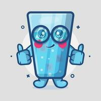 gracioso hielo agua personaje mascota con pulgar arriba mano gesto aislado dibujos animados en plano estilo diseño vector