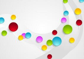 Grey wavy background and colorful circles vector