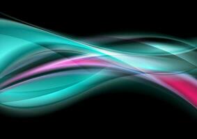 Glowing turquoise and pink waves abstract background vector