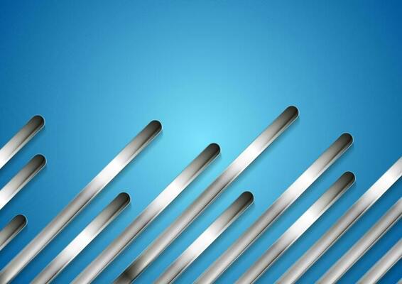 Metal diagonal stripes on bright blue background