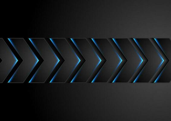 Black technology arrows with blue neon light background