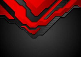 Red and black contrast abstract technology background vector