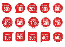 Collection of discount sticker red price tag set vector illustration