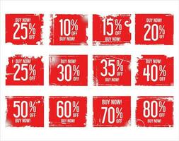 Collection of discount sticker red price tag set vector illustration