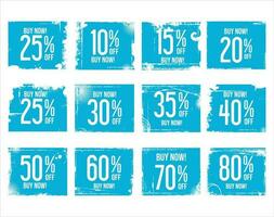 Collection of discount sticker blue price tag set vector illustration