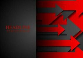 Red and black tech abstract background with arrows vector