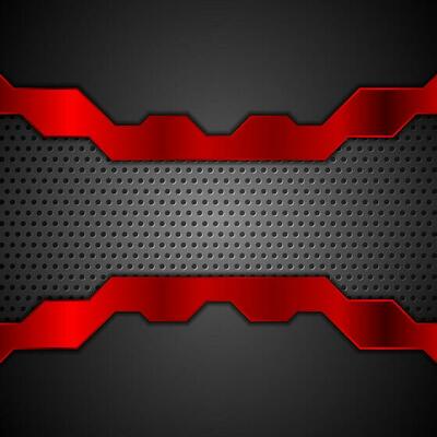 Dark metal perforated background with red stripes