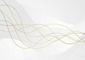 Grey abstract wavy background with bronze lines vector