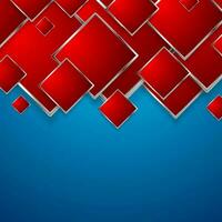 Abstract red squares on blue background vector