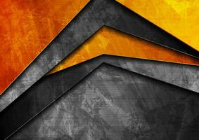 Grunge tech material orange and dark grey background vector