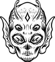 Otherworldly charm alien head with four eyes monochrome vector illustrations for your work logo, merchandise t-shirt, stickers and label designs, poster, greeting cards advertising business company