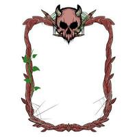 Frame root skull halloween vector