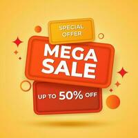 Mega Sale banner template design. special offer campaign or promotion for social media and website vector