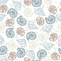 Sea seamless pattern. Undersea world cartoon background with sea shell and bubbles vector