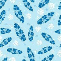 Seamless surfboards with tropical flowers and leaves. Bright prints for summer clothes. vector