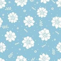 Romantic floral print, seamless floral pattern with white flowers and leaves. Delicate botanical surface vector