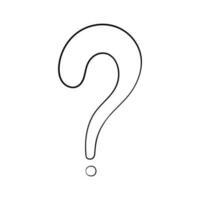 Question mark hand drawn in doodle style, vector illustration. Icon question symbol for print and design. Quiz and Exam concept, isolated element on a white background. Graphic sign ask and fqa