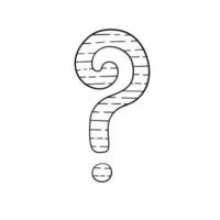 Question mark hand drawn in doodle style, vector illustration. Icon question symbol for print and design. Quiz and Exam concept, isolated element on a white background. Graphic sign ask and fqa