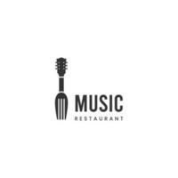 fork combine with guitar neck logo design on isolated background vector