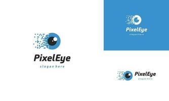 pixel eye logo design on isolated background vector