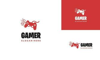 controller game combine with pixel square logo design modern concept vector