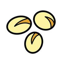 Three round yellow soy beans colored vector icon isolated on square white background. Simple flat minimalist outlined cartoon art style food drawing.