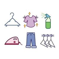 1 Wardrobe personal clothing vector icon set outline isolated on square white background