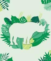 illustration vector graphic of animal and background leaf