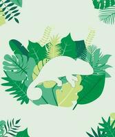 illustration vector graphic of animal and leaf background