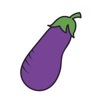 Eggplant purple colored plant vegetable vector icon illustration isolated on square white background. Simple flat cartoon vegetable healthy natural food ingredients drawing.
