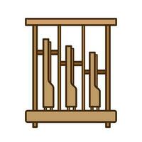 Angklung Indonesian traditional musical instrument brown colored vector icon outline isolated on square white background. Simple flat minimalist musical instruments items drawing.