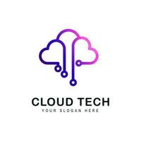 Cloud technology logo icon template. Cloud symbol with circuit pattern. IT and computers, internet and connectivity vector illustration.