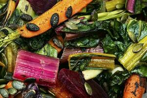 Stewed vegetable salad, vegan food. photo
