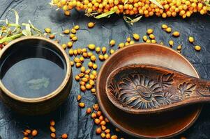 Autumn sea buckthorn tea photo