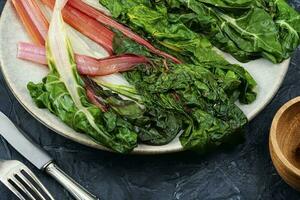 Healthy sauteed Swiss chard photo