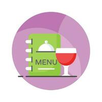 Menu card with a glass of drink showing concept icon of hotel menu card in trendy style vector