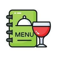 Menu card with a glass of drink showing concept icon of hotel menu card in trendy style vector