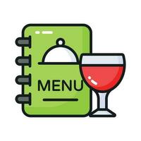 Menu card with a glass of drink showing concept icon of hotel menu card in trendy style vector