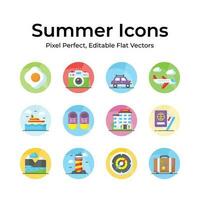 Celebrate the sunny season with a diverse set of summer icons, easy to use and download vectors