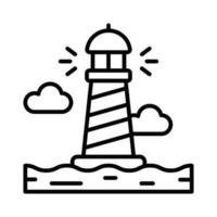 A tower containing a beacon light to warn or guide ships at sea, well designed icon of lighthouse vector