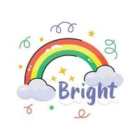 A beautiful hand drawn sticker of rainbow in trendy style, A meteorological phenomenon vector