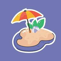 cuidadosamente hecho a mano vector de playa paraguas, icono de playa