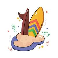 An amazing icon of surfboard in modern style, beach adventure vector