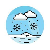 Snowflakes falling from clouds denoting snow falling icon in trendy style vector