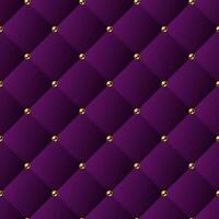 Classic volume seamless pattern with square grid and golden buttons. Green background like sofa upholstery. Magenta color vector