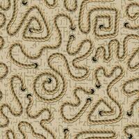 Seamless pattern with creatively wavy bent rope on beige textured background. Vintage style. vector