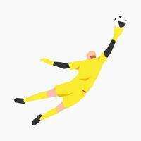 goalkeeper trying to catch the ball. sports theme, football, activity. flat vector illustration.