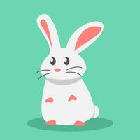 linda blanco Conejo es de pie. animal, mascota concepto. conejito en un plano dibujos animados estilo. ilustración vector gráfico.
